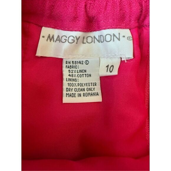 Vintage Maggie London Hot Pink Floral Print Midi Skirt - Picture 8 of 11